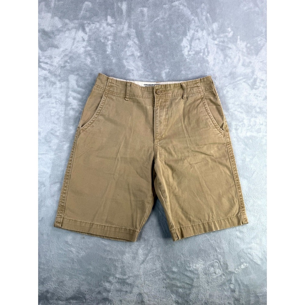 Old Navy Straight Lived Chino Shorts Mens 32 Khaki Cotton Flat Front Mid Rise